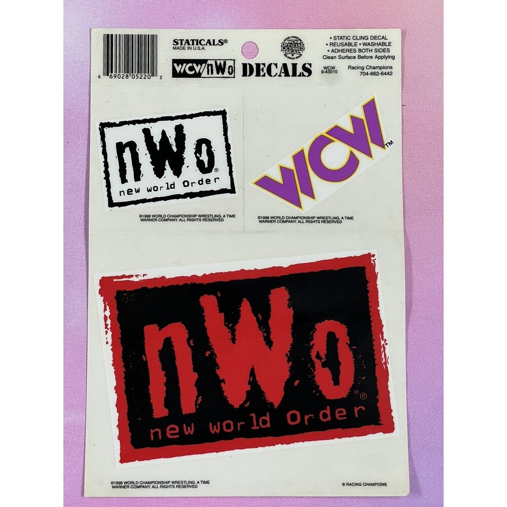 Vintage WCW NWO Decals Static Clings Wrestling 1998 New World Order, NOS